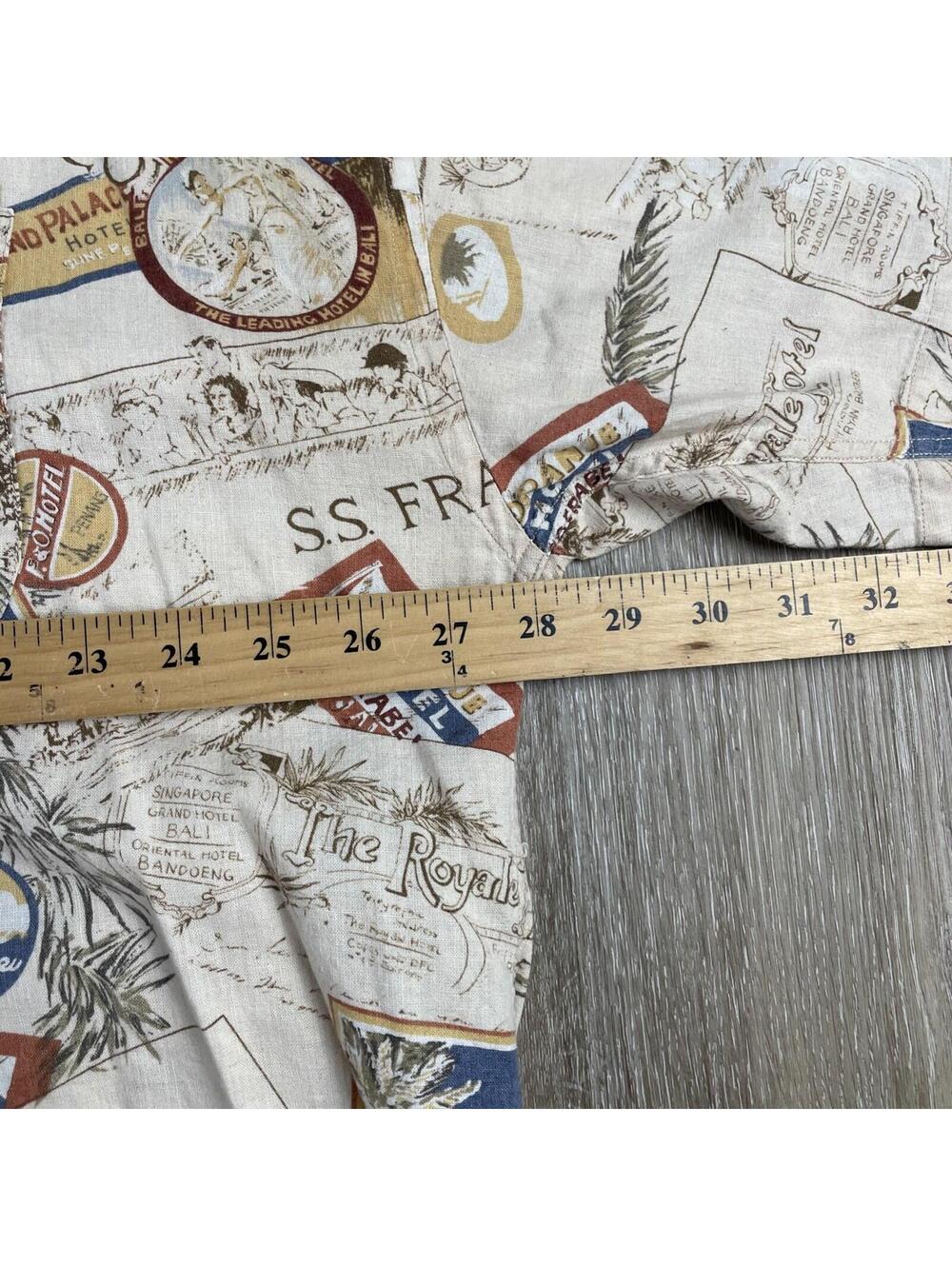 VTG. Tommy Hilfiger Linen Blend AOP Button Up Shirt Men's XL Summer Cruise Wear - Picture 6 of 9